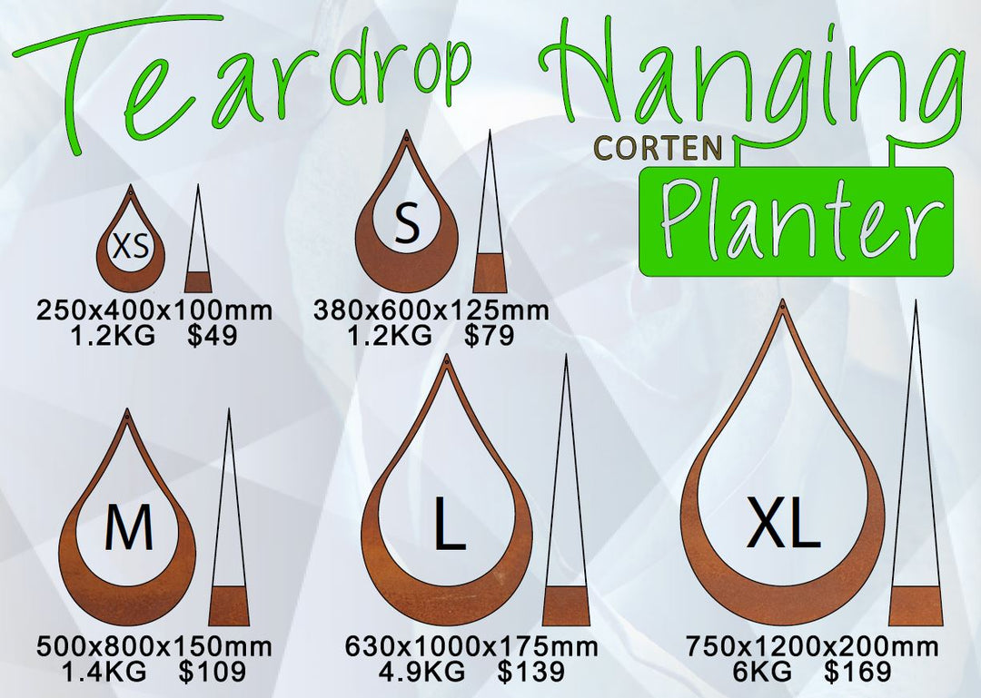 Teardrop hanging planter
