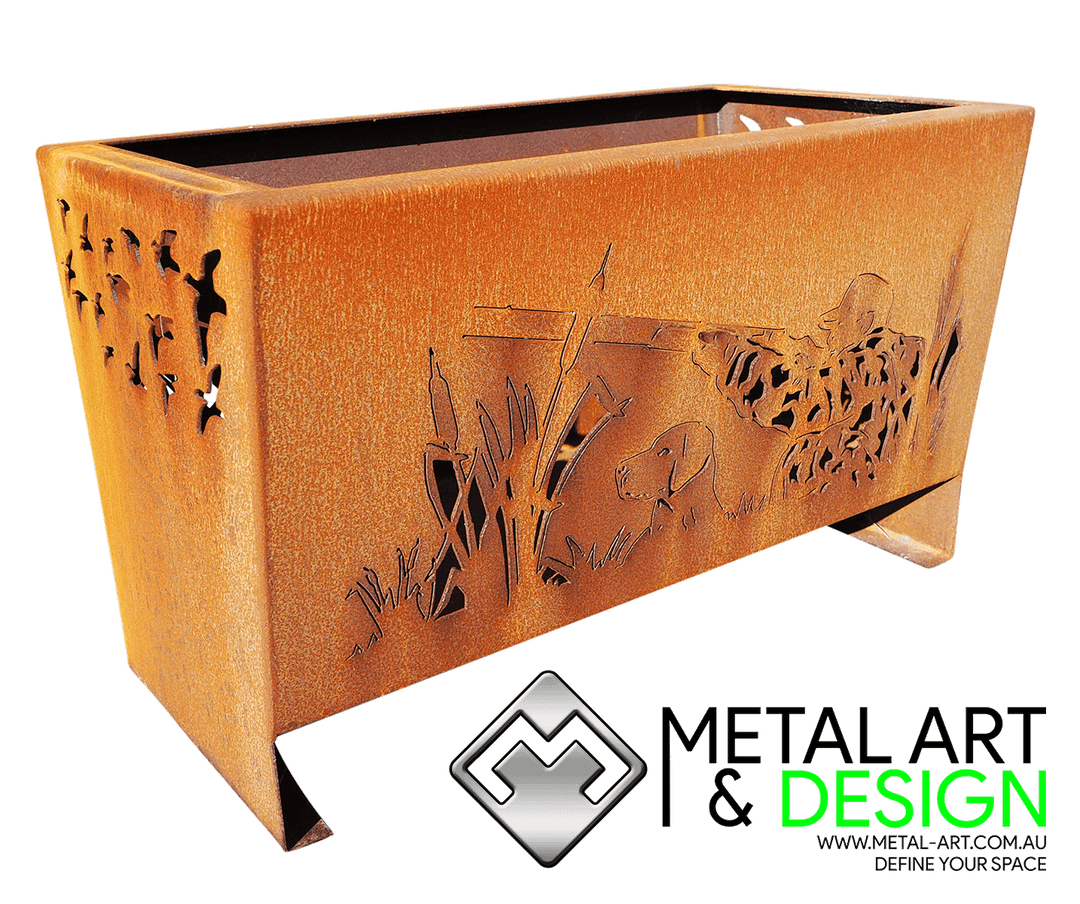 Hunting Scene rectangle fire pit